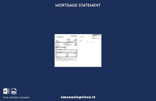 estratto conto mutuo bancario VUB Slovacchia stile verificato nel modello di for